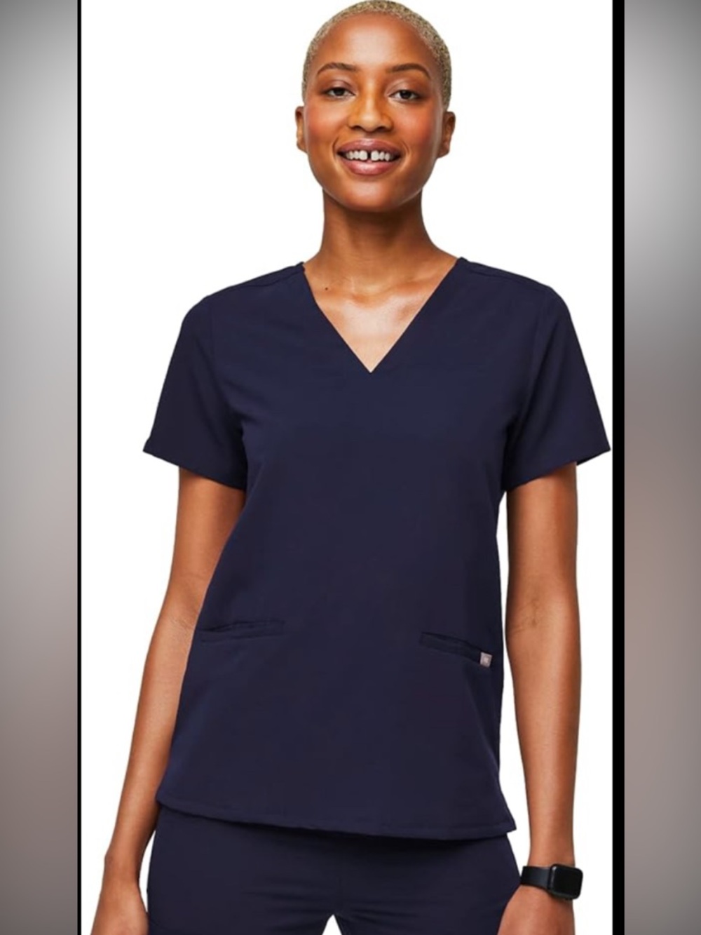 Figs Technical Collection Women's V Neck Navy Scrub Top. Size XL. #3308 EUC.